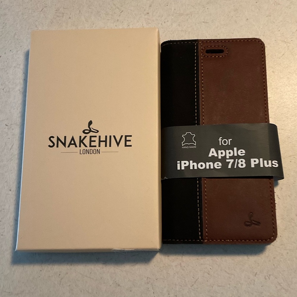 NEW Apple iPhone 7/8 Plus Brown and Black Leather Case